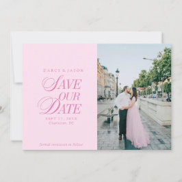 Classy Pastel Pink Elegant Save the Date Card セーブザデート