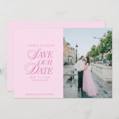 Classy Pastel Pink Elegant Save the Date Card セーブザデート (正面/裏面)