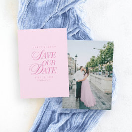 Classy Pastel Pink Elegant Save the Date Card セーブザデート