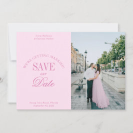 Classy Pastel Pink Elegant Save the Date Card セーブザデート