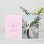 Classy Pastel Pink Elegant Save the Date Card セーブザデート (スタンド正面)