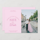 Classy Pastel Pink Elegant Save the Date Card セーブザデート (正面/裏面)
