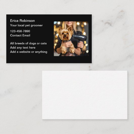 Classy Pet Grooming Business Cards Design 名刺 (正面/裏面)