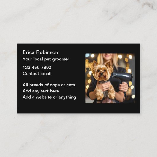Classy Pet Grooming Business Cards Design 名刺 (正面)
