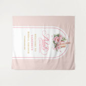 Classy petals and prosecco blush gold event banner タペストリー (正面(横))