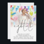 Classy Photo Overlay Script 80thバースデーパーティー 招待状<br><div class="desc">Classy Photo Overlay Script 80th Birthday Party.80歳モダンの誕生日パーティーのミニマルエレガントリスト。タイトルのスクリプトをセット。サンプル写真を自分の写真に置き換えお気に入りのて、必要に応じて残りの文字をカスタマイズする</div>