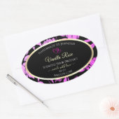 Classy PinkおよびBlackフローラ製品ラベルハート 楕円形シール (封筒)
