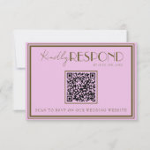 Classy Pink Grassland Old Money QR Code Wedding 出欠カード (正面)