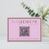 Classy Pink Grassland Old Money QR Code Wedding 出欠カード (スタンド正面)