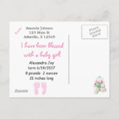 Classy Pink "I am a Mommy"出産発表 案内ポストカード (裏面)