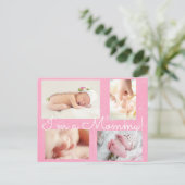 Classy Pink "I am a Mommy"出産発表 案内ポストカード (スタンド正面)