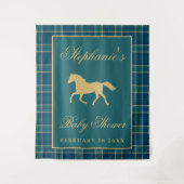 Classy Plaid Horse Equestrian Baby Shower Backdrop タペストリー (正面)