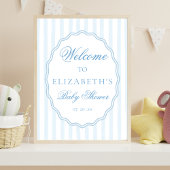 Classy Preppy Stripes Wavy Frame Coast Baby Shower ポスター