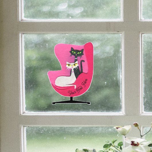Classy Pretty Atomic Cats in Bright Pink Chair ウィンドウサイン