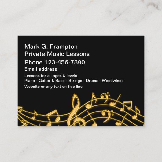 Classy Private Music Lessonsビジネス 名刺 (正面)