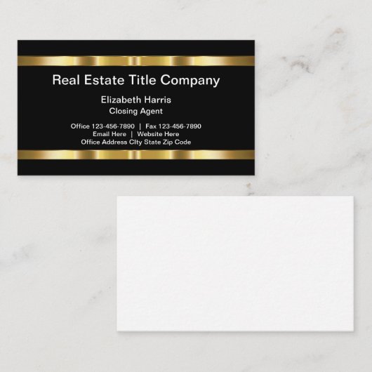 classy Professional Real Estate Title Company 名刺 (正面/裏面)