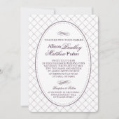 Classy Purple Check Pattern結婚式招待状 招待状 (正面)