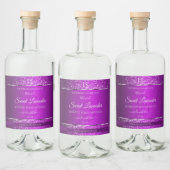 Classy Purple with Glitter Initials Product Labels リキュールボトルラベル (ボトル)
