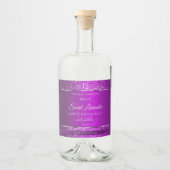 Classy Purple with Glitter Initials Product Labels リキュールボトルラベル (正面)