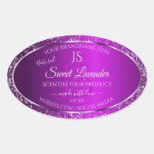Classy Purple with Glitter Initials Product Labels 楕円形シール (正面)