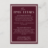 Classy Raspberry Ivory Old Money Wedding Details エンクロージャーカード (正面)