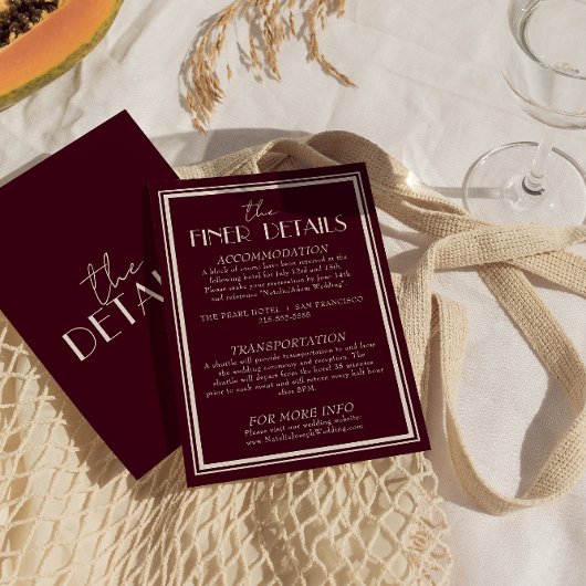 Classy Raspberry Ivory Old Money Wedding Details エンクロージャーカード