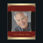 Classy Red, Black and 金ゴールド70th Birthday Party 招待状<br><div class="desc">美しい赤、黒と金ゴールドの写真70th誕生日パーティー招待テンプレート。赤エレガントと黒と金ゴールドの誕生日パーティーの招待カスタマイズは、単に単にあなたのイベントの詳細、フォントのスタイル、フォントのサイズと色、および文言を追加し始めるためには"it!"ボタンを選択して簡単にあなたのイベントのために簡単に。Zazzleで見つけるすべてのステッカー、カード、招待デザインは、実際の宝石、弓、上昇、エンボス、または追加の部品や作品を含まないグラフィックで印刷されている。</div>