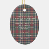 Classy Red Dark Teal Blue Floral Holiday Wreath セラミックオーナメント (裏面)