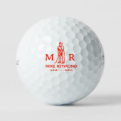 Classy Red Golfer Monogram ゴルフボール (正面)