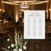 Classy Red Minimalist Wedding Seating Chart Poster ポスター