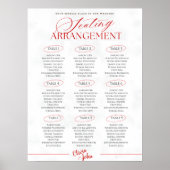 Classy Red Minimalist Wedding Seating Chart Poster ポスター (正面)