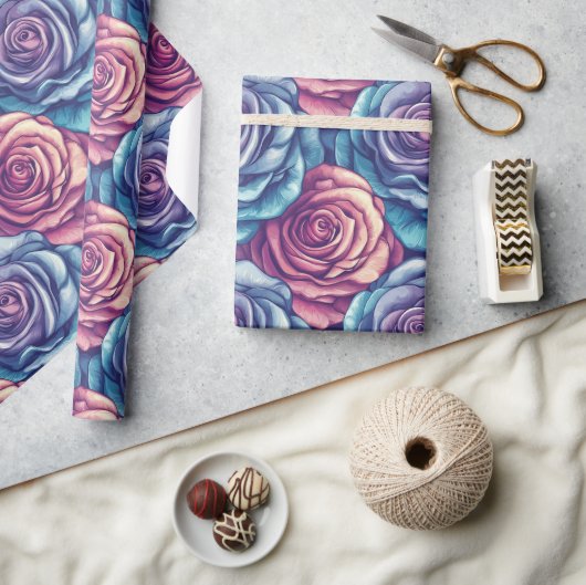 Classy Rose Flower Boho Wrapping Paper ラッピングペーパー (クラフト)