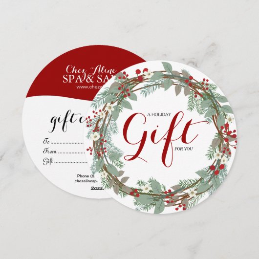 Classy Round Holiday Gift Certificates シーズンカード (正面/裏面)
