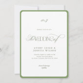 Classy Sage Green & Blue Stripes Coastal Wedding 招待状 (正面)