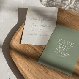 Classy Sage Green Boho Old Money Wedding セーブザデート