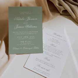 Classy Sage Green Luxury Boho All In One Wedding 招待状