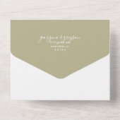Classy Sage Green RSVP Photo QR Code Wedding オールインワン招待状 (裏面)