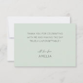 Classy Sage Green Thank You Bridal Shower サンキューカード (裏面)
