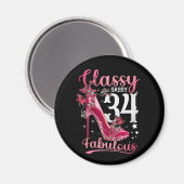 Classy Sassy 34とFaburlous 34誕生日フローラ マグネット (正面/裏面)