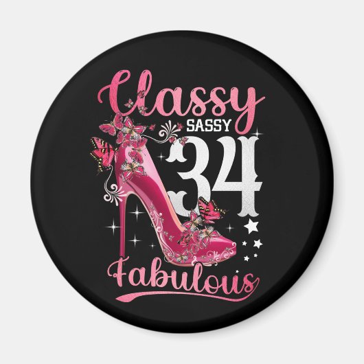 Classy Sassy 34とFaburlous 34誕生日フローラ マグネット (正面)