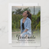 Classy Script卒業生2枚フォトセージ卒業 案内状 (正面)