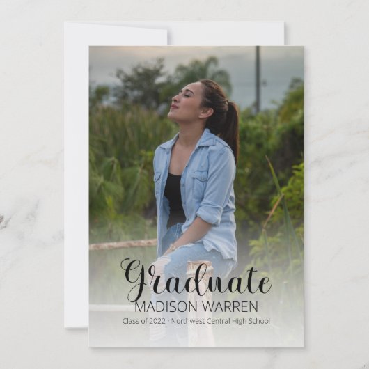 Classy Script卒業生2枚フォトセージ卒業 案内状 (正面)