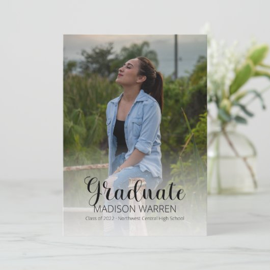 Classy Script卒業生2枚フォトセージ卒業 案内状 (スタンド正面)