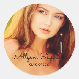 Classy Script Black文字 – 写真卒業 ラウンドシール