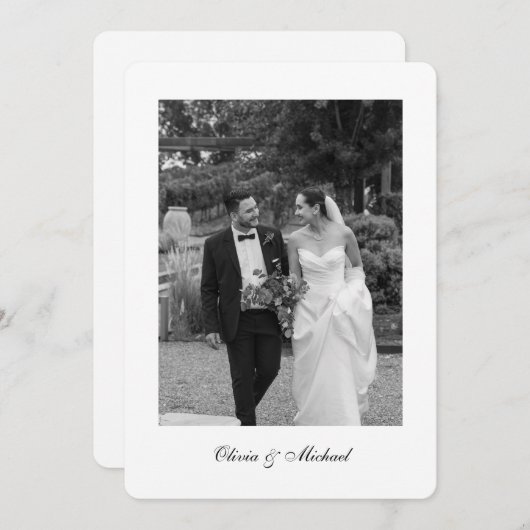 Classy Script Photo Rounded Wedding Thank You サンキューカード (正面/裏面)