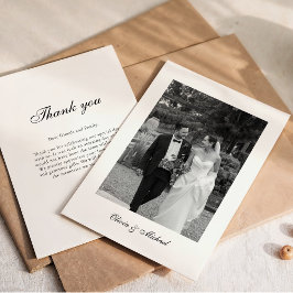 Classy Script Photo Wedding Thank You サンキューカード