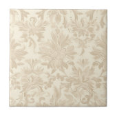 Classy Simple Floral Damask Soft Beige タイル (正面)