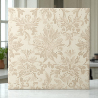 Classy Simple Floral Damask Soft Beige タイル