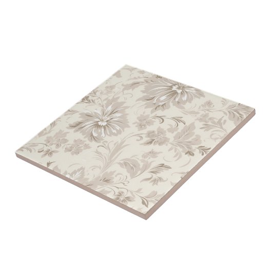 Classy Simple Floral Soft Beige タイル (側面)