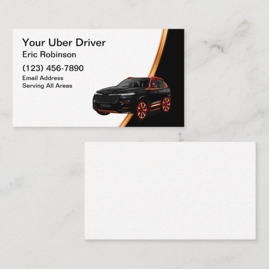 Classy Simple Uber Driver Ride Hailing 名刺 (正面/裏面)